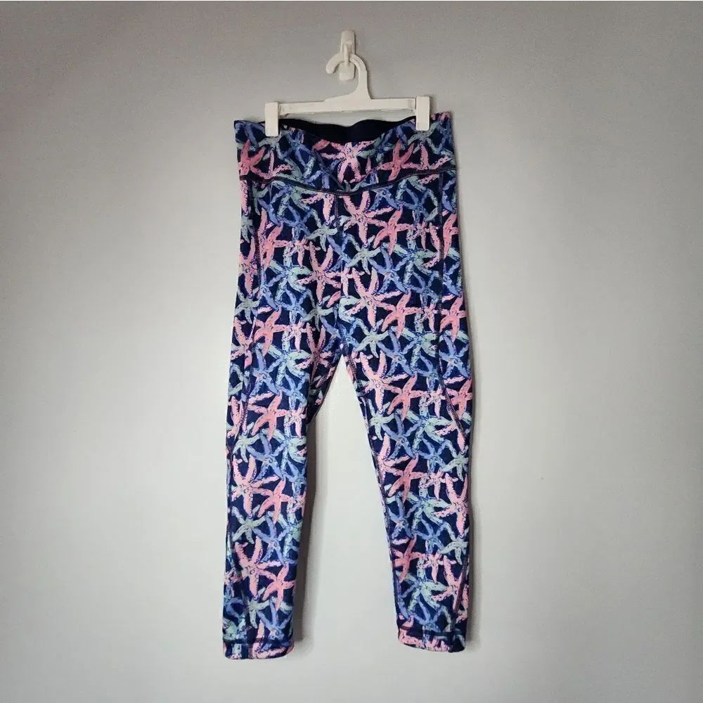Women's VINEYARD VINES Performance Navy/Pink Starfish athletic leggings Sz S